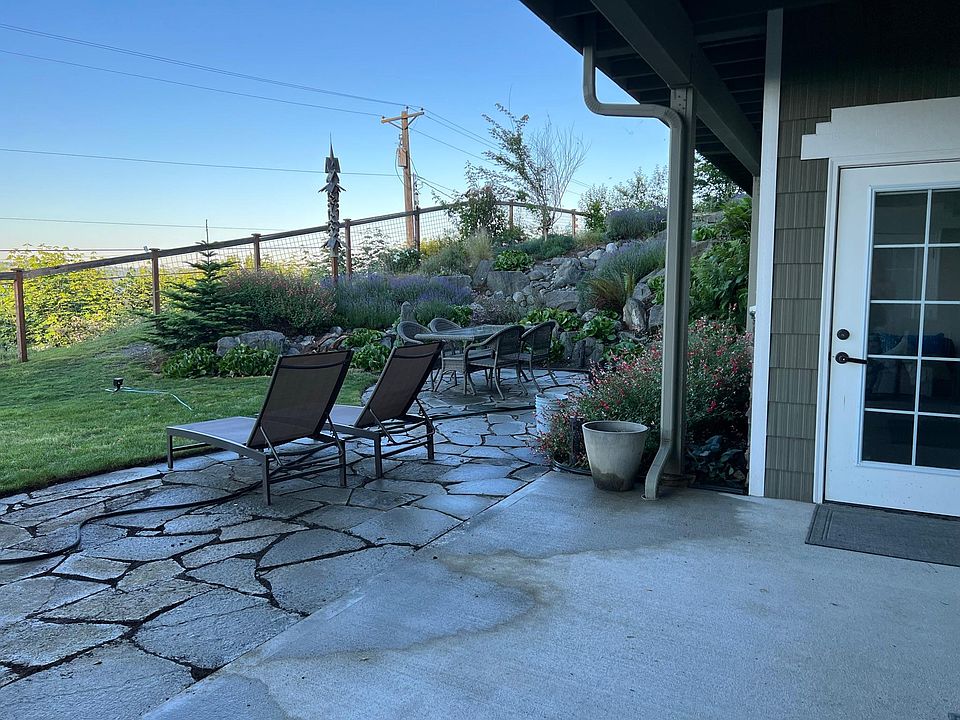 Patio and waterfall.