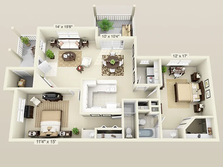 2 Bedroom 2 Bedroom