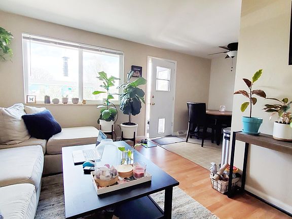 living room, the door leads to back porch