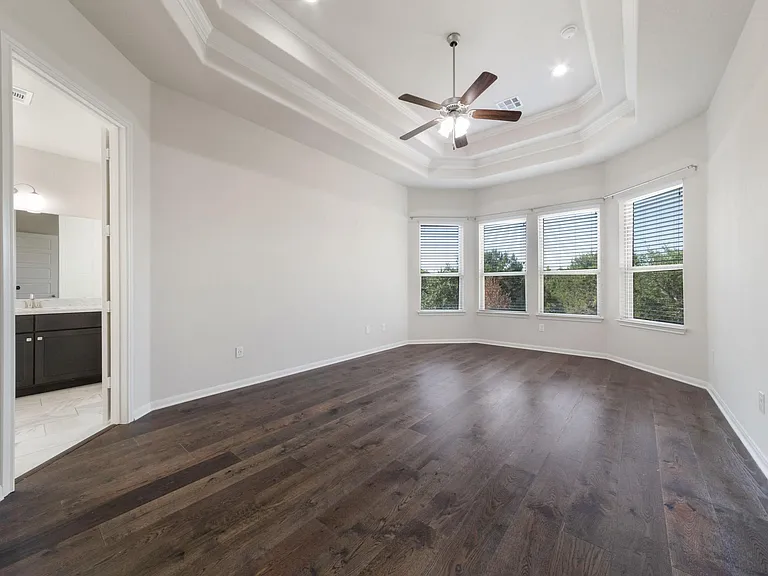 Master bedroom with tray ceiling