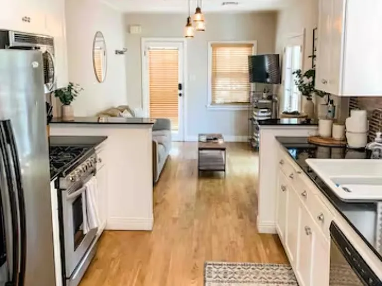 Galley kitchen with all new appliances.