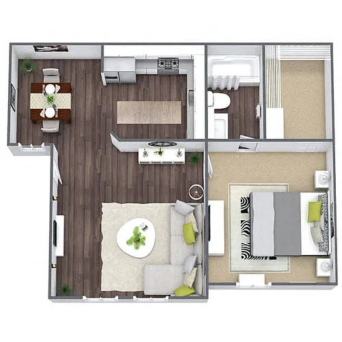 Floor plan A1: 1 Bed 1 Bath