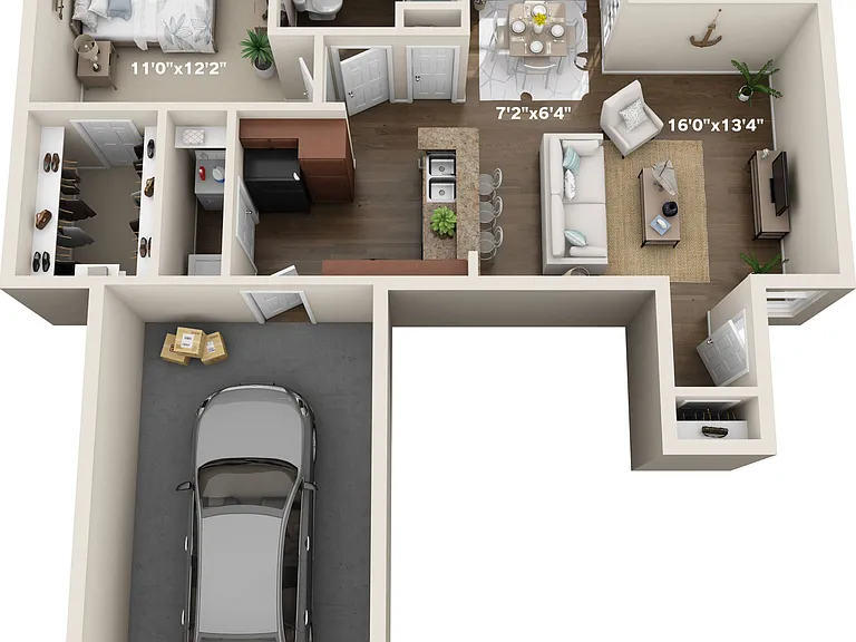 1 Bedroom | 1 Bath | 726 SF | Attached Garage Available 1 Bedroom | 1 Bath | 726 SF | Attached Garage Available