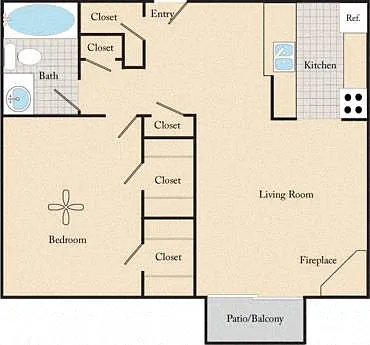 Floor plan 1 Bed, 1 Bath A1