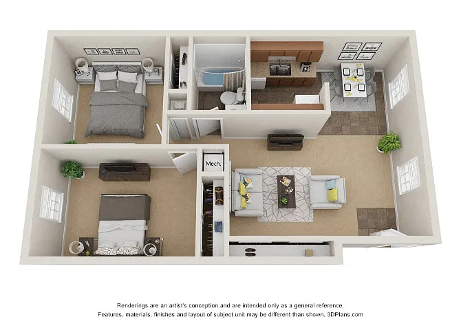 Floor plan 2 Bed 1 Bath