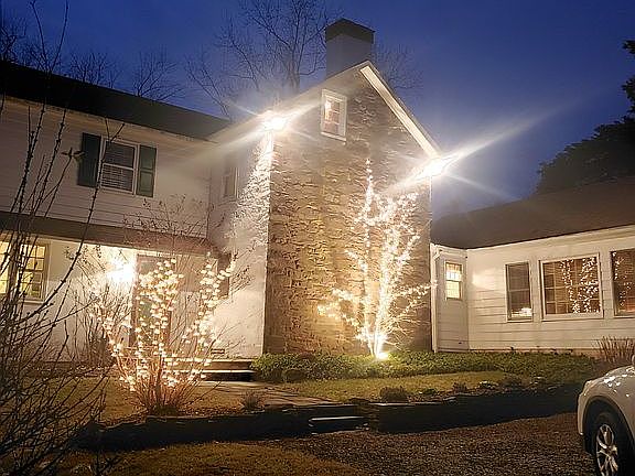 Main House at night.