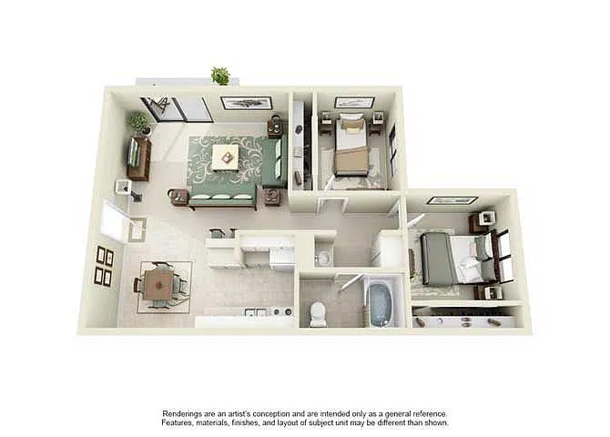 Floor plan 2 BED 1 BATH