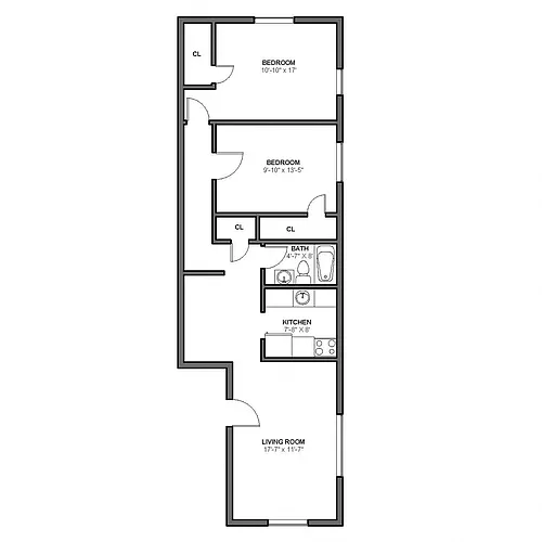 Floor plan 2 BR 1 Bath 5629 Hempstead