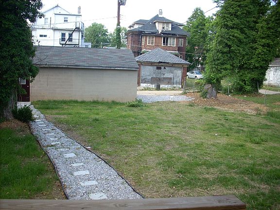 Rear yard, and garage
