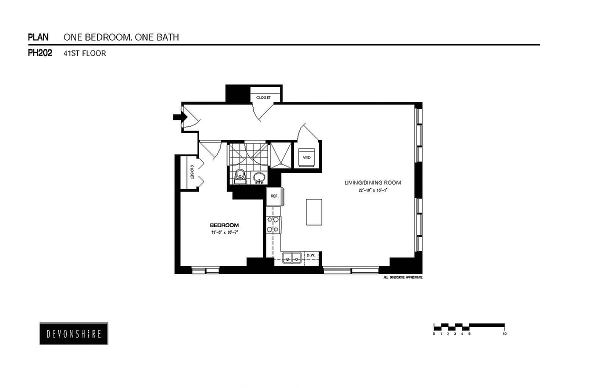 Floor plan 1 Bed_1 Bath Penthouse-ph202