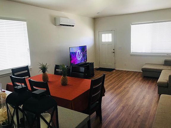 Front door, dining and living room.