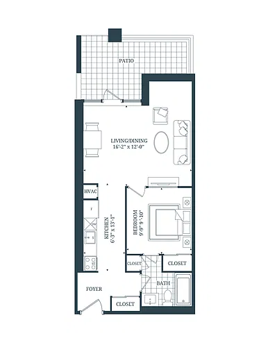Floor plan 1 Bedroom 1 Bed 1 Bath