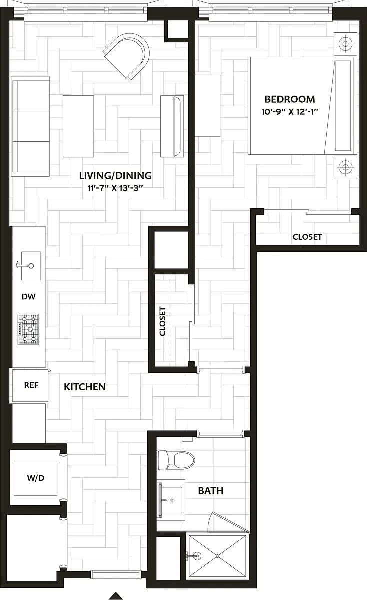 Floor plan 1 Bed/1 Bath-A17
