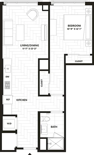 Floor plan 1 Bed/1 Bath-A17
