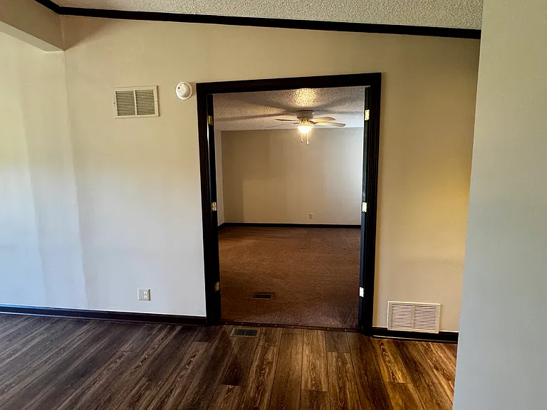 From grate room dining area facing Master bedroom suite french door entrance