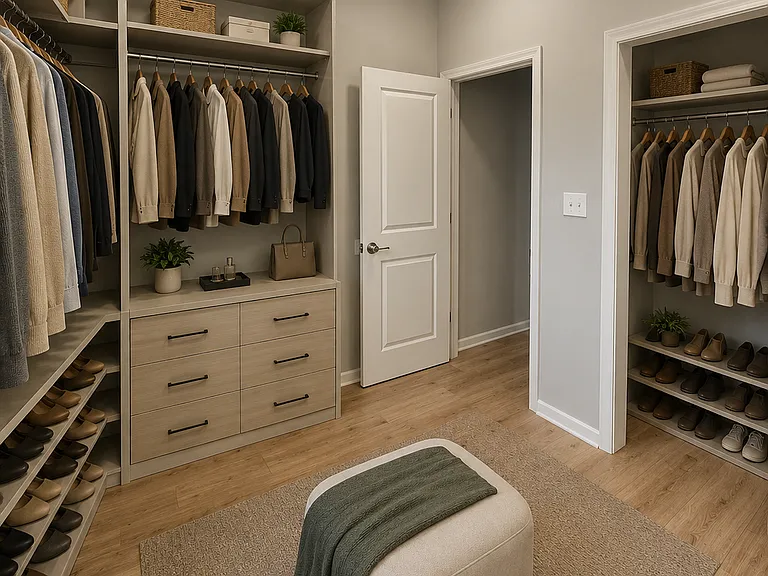 Walk-in closet (Virtually staged photo)