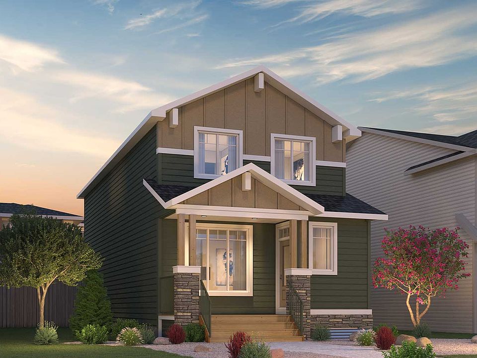 Exterior view of the Oxford Craftsman model by Brookfield Residential in Calgary.