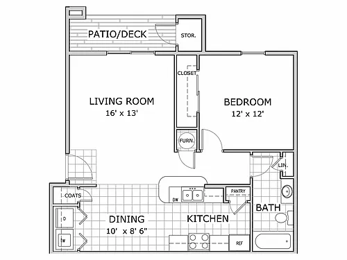 Floor plan 1 Bedroom B