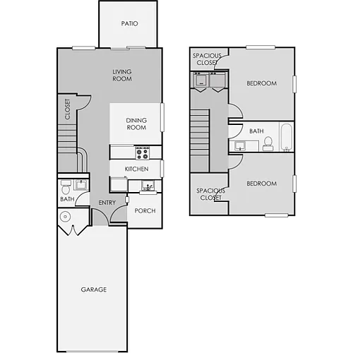 Floor plan 2 Bedroom 1.5 Bathroom Townhome