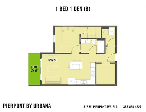 Floor plan 1 BED 1 DEN (B)