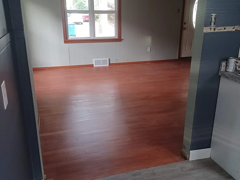Looking from kitchen into living room