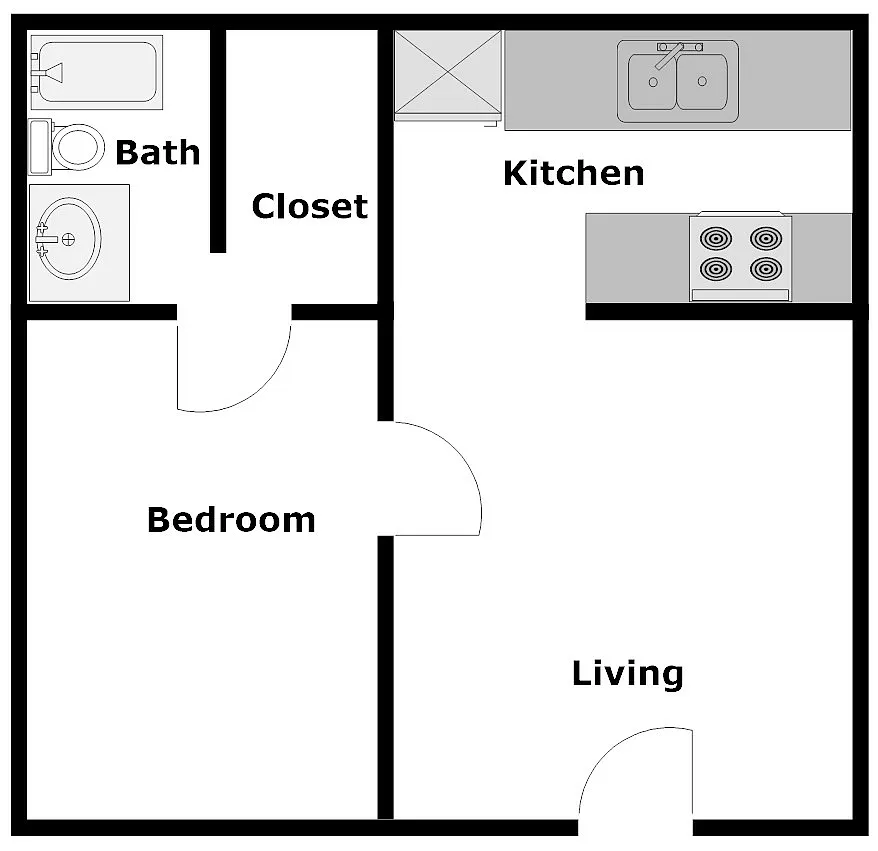 Floor plan 1 Bedroom/1 Bathroom