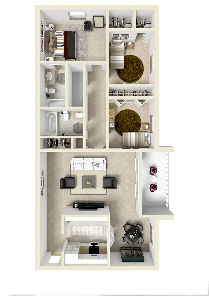 Floor plan 3BR - 2BTH