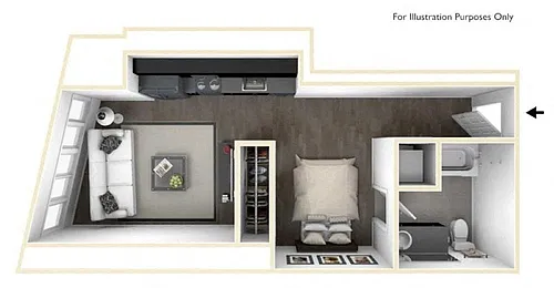 Floor plan Open 1 Bed B