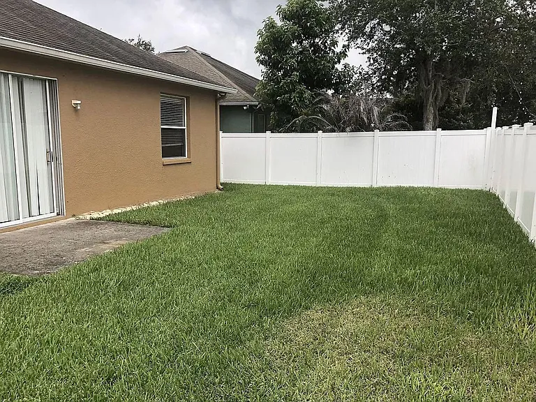 Back yard, one side in not fenced.