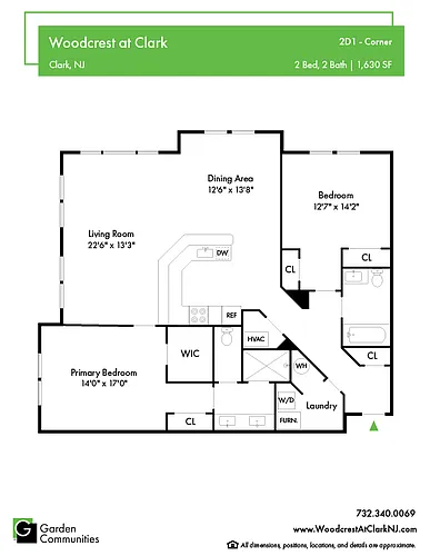 Floor plan $2.55/sq.ft. - 2D1 - Corner