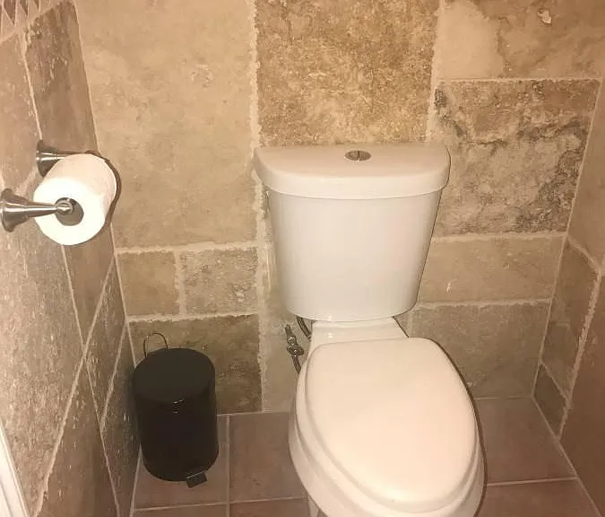 Tiled bathroom and upgraded toilet