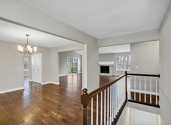 View from foyer toward formal dining room & great room