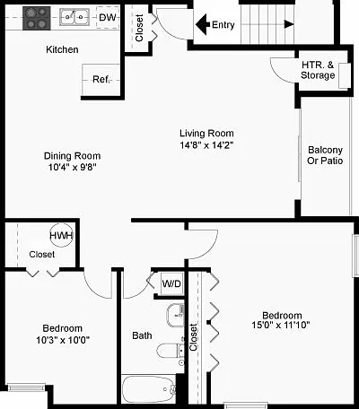 Two bedroom floor plan Two bedroom floor plan