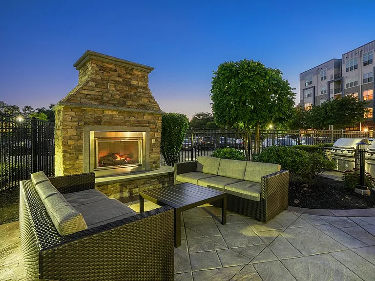 Courtyard with BBQ grills and fireplace