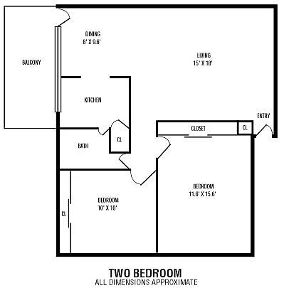 Floor plan 2 Bed 1 Bath