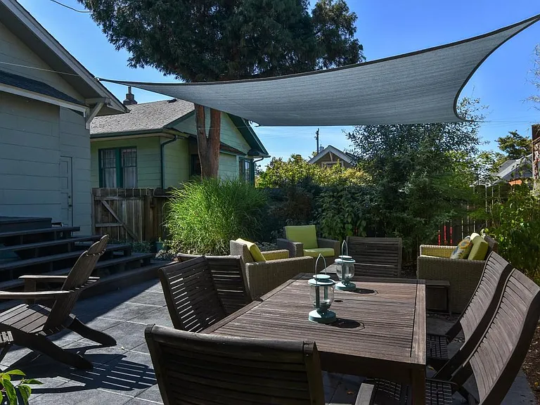 Back yard with dining space