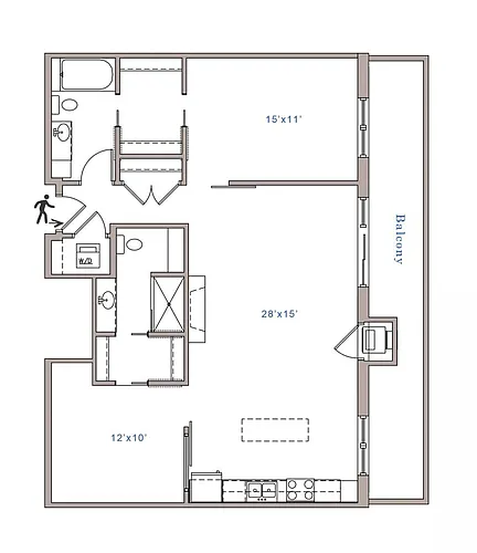 Floor plan 2 Bed 2 Bath R - 1800