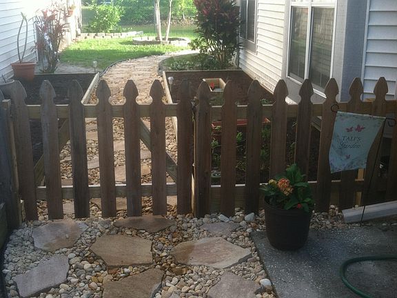 Side yard path and gardens