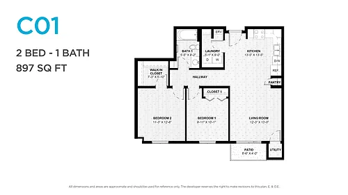 Floor plan Two Bedroom One Bath