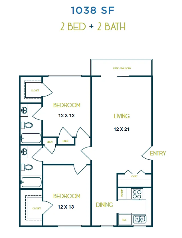 Floor plan Two Bedroom Two Bath