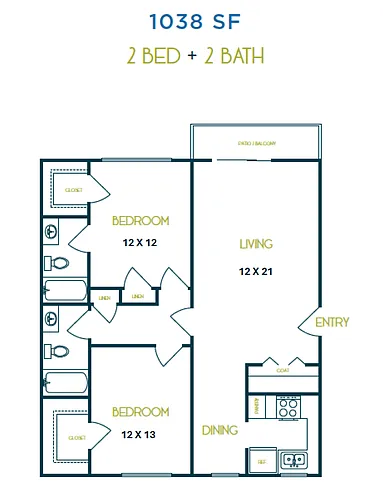 Floor plan Two Bedroom Two Bath