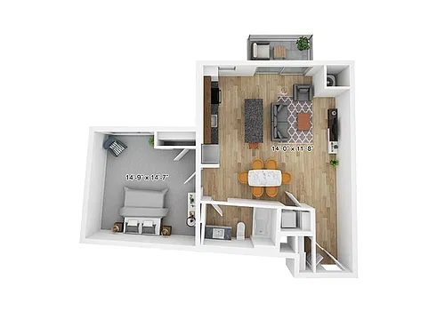 Floor plan 1BR-B
