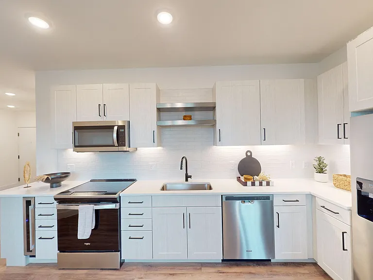 Two Bed/Two Bath (B3.2) kitchen with 7 bottle wine cooler.