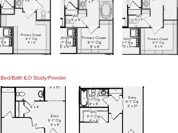 Grapevine Floorplan Primary Suite Options