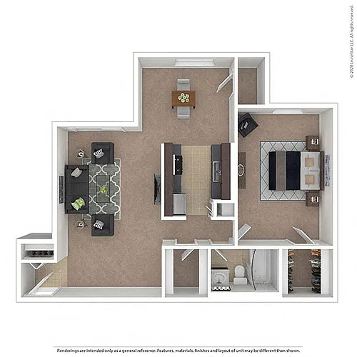 Floor plan 1 BEDROOM (1B)