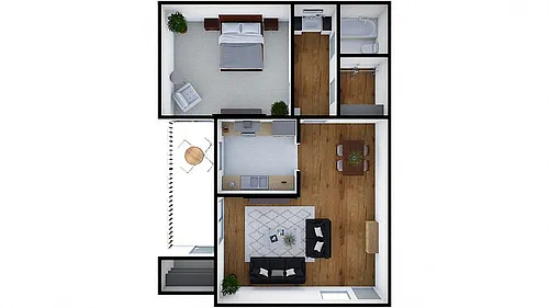 Floor plan One Bedroom One Bath