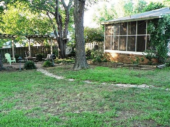 Brick patio in secluded back yard