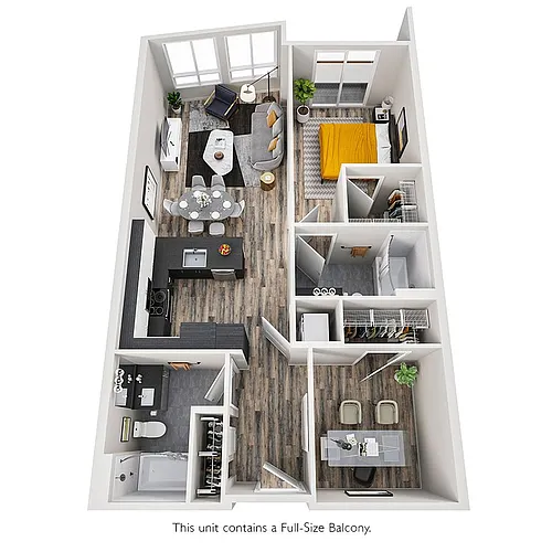 Floor plan 1 Bedroom Den A