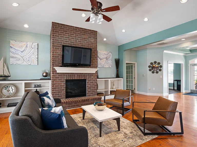 Community Clubhouse with Fireplace and TV