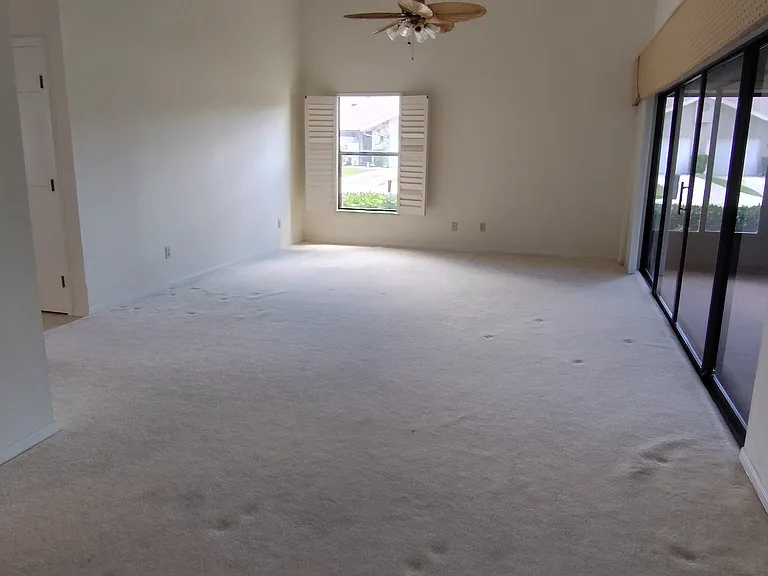 Looking from dining area to living room area